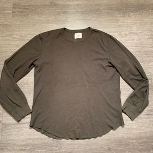 Buck Mason Shirt Mens Large Vintage Thermal Surplus Tee Green Waffle Knit Casual